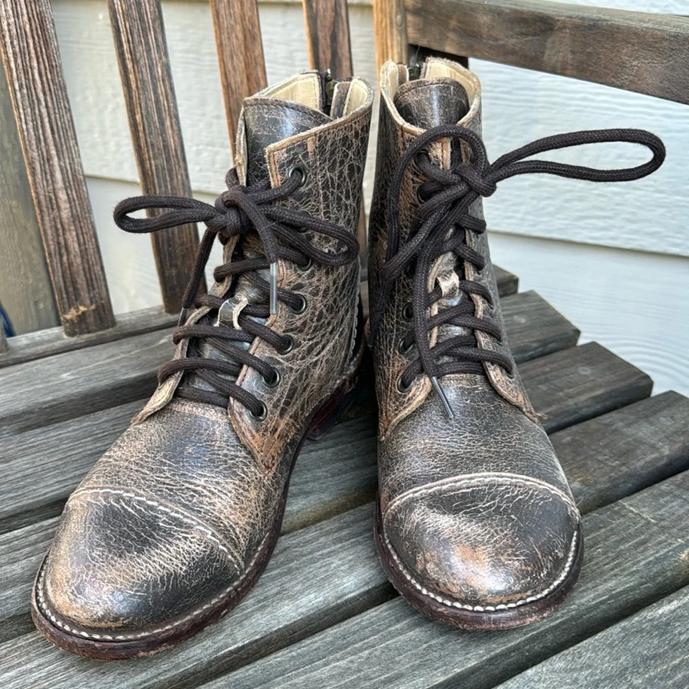 Bed Stu Laurel Distressed Combat Boot Size 7.5 - Picture 1 of 7
